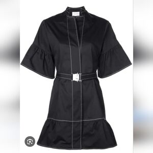Alexis Mariano Short Belted Dress In Black Medium Contrast Stitching